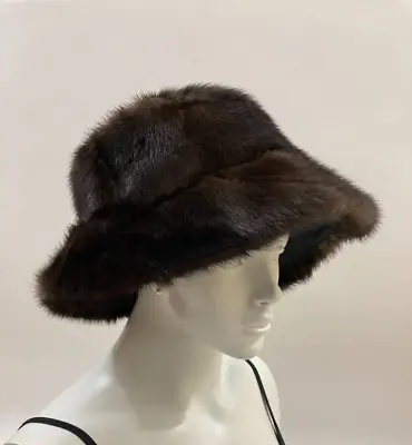 NWOT - Super Cool Walnut Brown Mink Fur Bucket Hat - New Satin Lining • $69.99