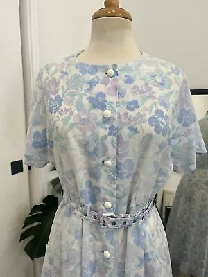 1950s Vintage Floral House Dress Tea Dress Handmade Size 14 • $45