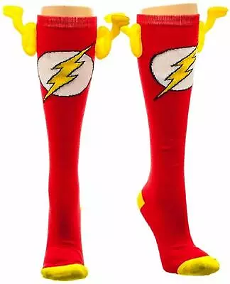 DC Comics The Flash Socks Knee High With Wings Novelty 1 Pair With Sock Ring • $6.65