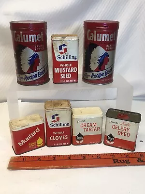 Vintage Lot Of Baking Tins Calumet Baking Powder(2)  Tone’s Tins (5) • $19