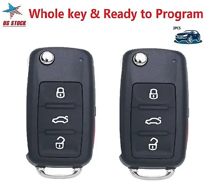 $20.43 • Buy 2 For 2013 2014 2015 2016 Volkswage Jetta Beetle Eos Golf GtI CC Remote Key Fob