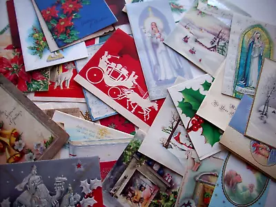 Lot Of 30 Vintage Christmas Greeting Cards ALL DAMAGED *J • $14.99