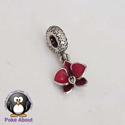 $42 • Buy Genuine PANDORA CERISE Purple Singapore Orchid Hanging Charm 791554EN69