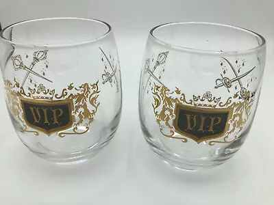 Mid Century Modern VIP Large Glasses With Gold Details - Set Of 2.  • $25