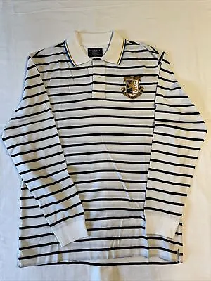 Hackett London Men’s Long Sleeve Polo Size M White And Black Stripes • $40