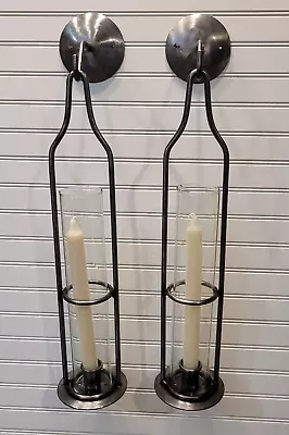 Restoration Hardware Hanging  Wall Sconces W Hooks Glass Hurricanes & Candles • $49