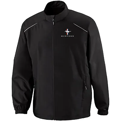 Ford Mustang Adult Mens Black Full Zip Embroidered Waterproof Windbreaker Jacket • $50.96