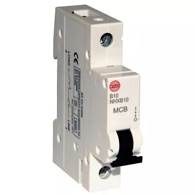 WYLEX NHXB10 10Amp Single Pole Type B 6kA Miniature Circuit Breaker (MCB) Fuse • £6.46