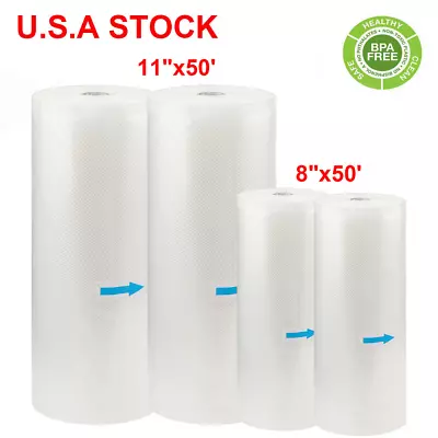 4 Rolls Food Vacuum Sealer Bags 8  X 50' 11  X 50' Vaccum Saver Storage Bag 4Mil • $33.99