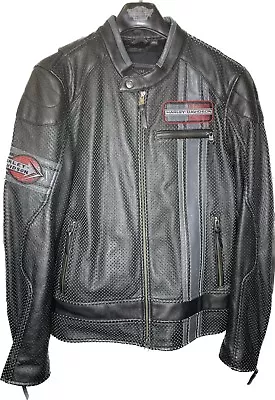 Harley Davidson Manta Leather Jacket Mens Large Perforated Coolcare 97009-18VMVT • $275