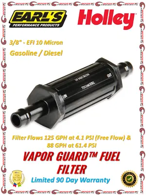 Earl's Vapor Guard Fuel Filter  3/8  EFI Pre-Filter 10 Micron 731166ERL • $23.55