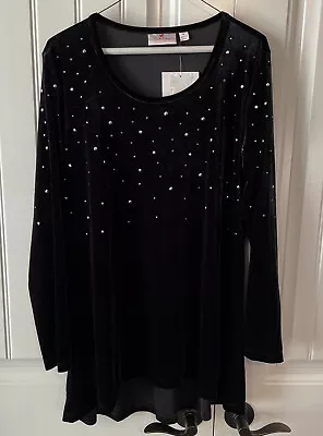 Quacker Factory Velvet Sparkle & Shine Hi-Low Holiday Top- Size M - NWT • $17.99