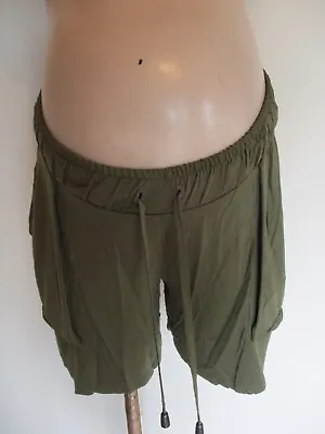 Next Maternity Khaki Under Bump Jersey Shorts Size 12 • £5.25