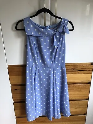 Review Polka Dot Pale Blue Vintage Style Dress 8 • $45