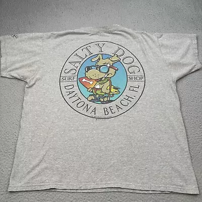 VINTAGE SALTY DOG Shirt Mens Large Gray Dayton Beach Surf Shop 90s Graphic • $34.99