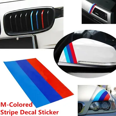 1X For BMW M-Colored Power Flag Stripe Sticker Decal Auto Car Hood Roof 10in • $10.44