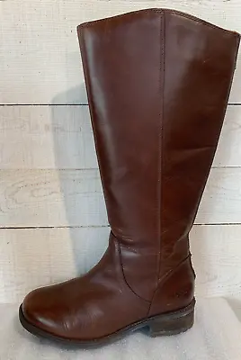 UGG AUSTRALIA Women's Riding Boot W Seldon 15  Tall Brown Zip Size 7.5 1810 • $44.99