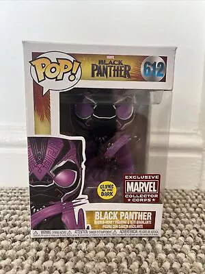 Marvel Black Panther Funko POP! Glow In The Dark (Collector Corps Exclusive) 612 • £15
