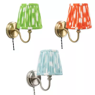 Plug In Traditional Wall Lights Pleated Lampshade Easy Fit Lamp Chrome Brass • £30.99