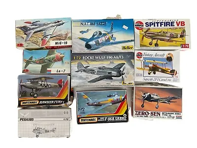 Lot Of 10 Vintage WW2 Plastic Model Plane Aircrafts Airplane Kits Old 1:72  #133 • $55