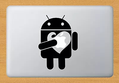 £2.95 • Buy Android Loves Apple Funny Sticker Decal Decor Laptop Mac Macbook Black