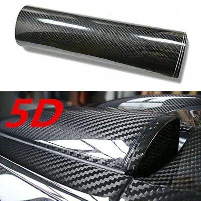 $14.99 • Buy 5D Glossy Carbon Fiber Vinyl Car Wrap Film Sticker Decal Sheet Kit 12 X60 