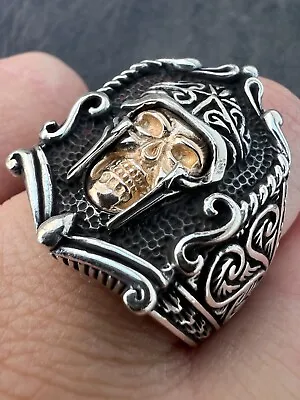 Real Plain Solid 925 Sterling Silver Viking Warrior Draugr Gladiator Skull Ring • $47.23