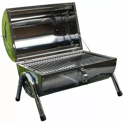 Stainless Steel Portable Barrel Bbq Double Grill Garden Camping Home Brand New • £26.95