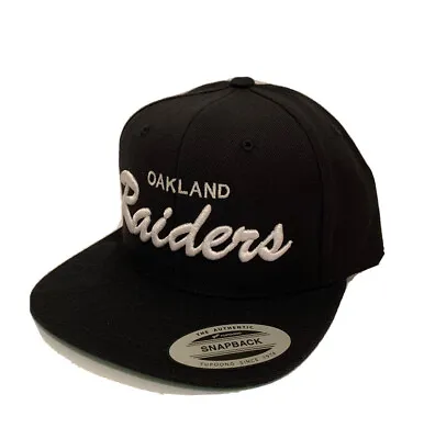 Oakland Raiders Script Classic Snapback Cap Hat Adjustable Black • $28.88