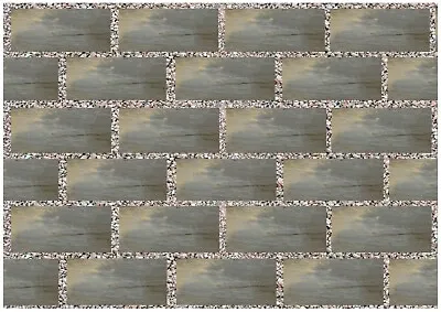 DOLLS HOUSE WALLPAPER Self Adhesive 12th Floor & Wall Tiles Stone & Wood Effect • £3.35