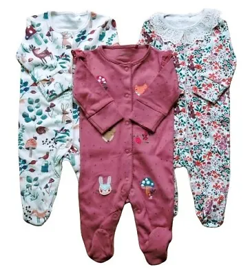 NEXT Sleepsuits For Baby Girl. Floral Woodland Designs. Various Ages. NEW • £6.49