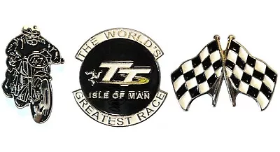 New 3 X Isle Of Man TT Chequered Flag Motorbike Racer Tie Pin Badge Metal • £4.99