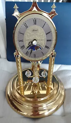 Harmle German Glass Dome Moon Phase Crystal Pendulum Anniversary Clock • $14