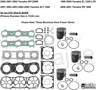 Yamaha GP 1200 R XL XLT XR 1800 Power Valves 80 Mm STD BORE Piston Kits Rebuild • $298.34