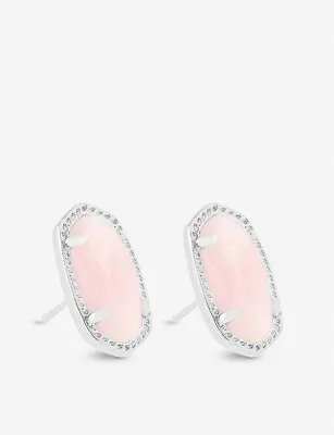 Kendra Scott  Ellie Silver Stud Earrings In Rose Quartz • £20
