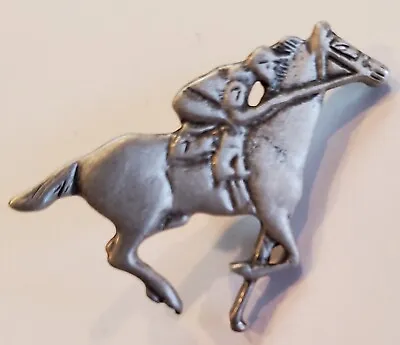 Vintage Silvertone Horse Racing Jockey Metal Lapel/Hat/Tie Pin Measures 1 1/8” • $7.99