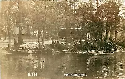 New York NY East Berne Cabins & Boats On Warner's Lake 1915 RPPC • $24.95