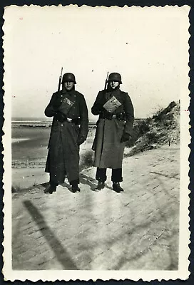 German Soldiers W Guns Belgium Seaside Uniform II. WW Vintage Fine Art Phot • $13.67