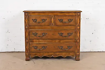 Baker Furniture French Provincial Louis XV Carved Oak Chest Of Drawers • $1995