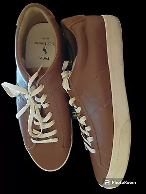 Polo Ralph Lauren Longwood Cow Leather Mens Brown Sneakers Trainer Shoes UK 12  • £20.57