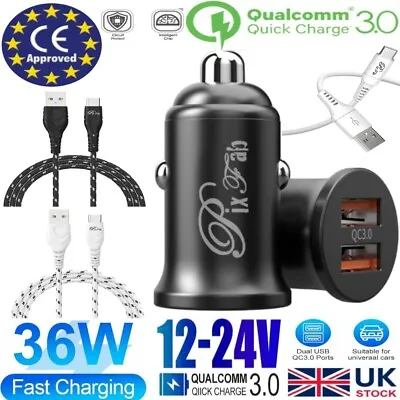 Quick Super Fast Car Charger 3.0 USB 12v/24v 2 Port 36W Adapter Cigarette Socket • £6.95