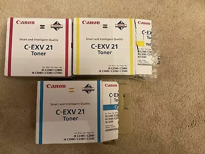 Joblot 3x Canon C-EXV21 Toner Cartridge Magenta Yellow & Cyan • £5