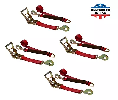 USA 4 Pack 2  X 8' Ratchet Tie Down Axle Strap For Race Car Trailer Car Hauler • $91.98