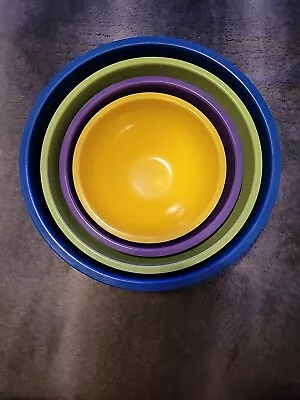 Michael Graves Design Bowls Set Of 4 Mixing Nesting Melamine Rainbow  • $35