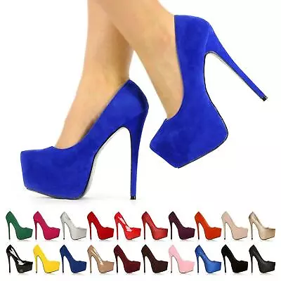 Womens Stiletto High Heels Pumps Ladies Slip On Wedding Prom Party Court Shoes • £19.99