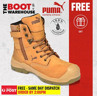 $194.95 • Buy Puma Conquest WHEAT 630727. Safety Work Boot. Zip Side, 100% WATERPROOF BOOT
