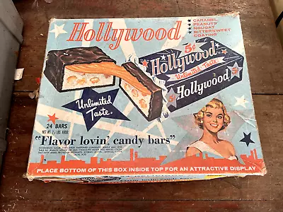 VINTAGE '50's   HOLLYWOOD   FLAVOR LOVIN' CANDY BARS  ORIGINAL BOX NICE GRAPHICS • $45
