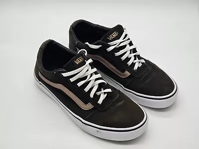 Womens Shoes Vans Ward Size 8.5 Black Metallic Bronze Canvas Casual Sneakers • $17.99