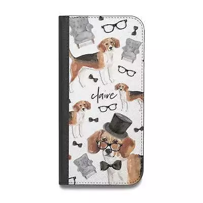 Personalised Beagle Dog Vegan Leather Flip Samsung Case Cover For Samsung S23 S2 • £9.99