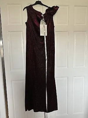 £24 • Buy New With Tags. GODDIVA GLITTER VELVET MAXI DRESS WITH BOW DETAIL - WINE. Size 20